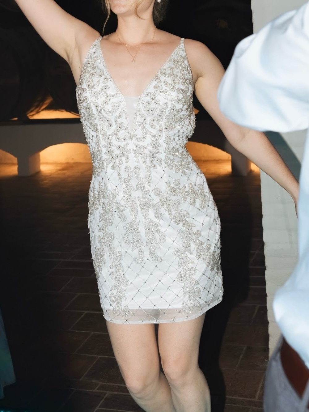 White Beaded Cocktail Dress | Primavera Couture #3520 | Size 4